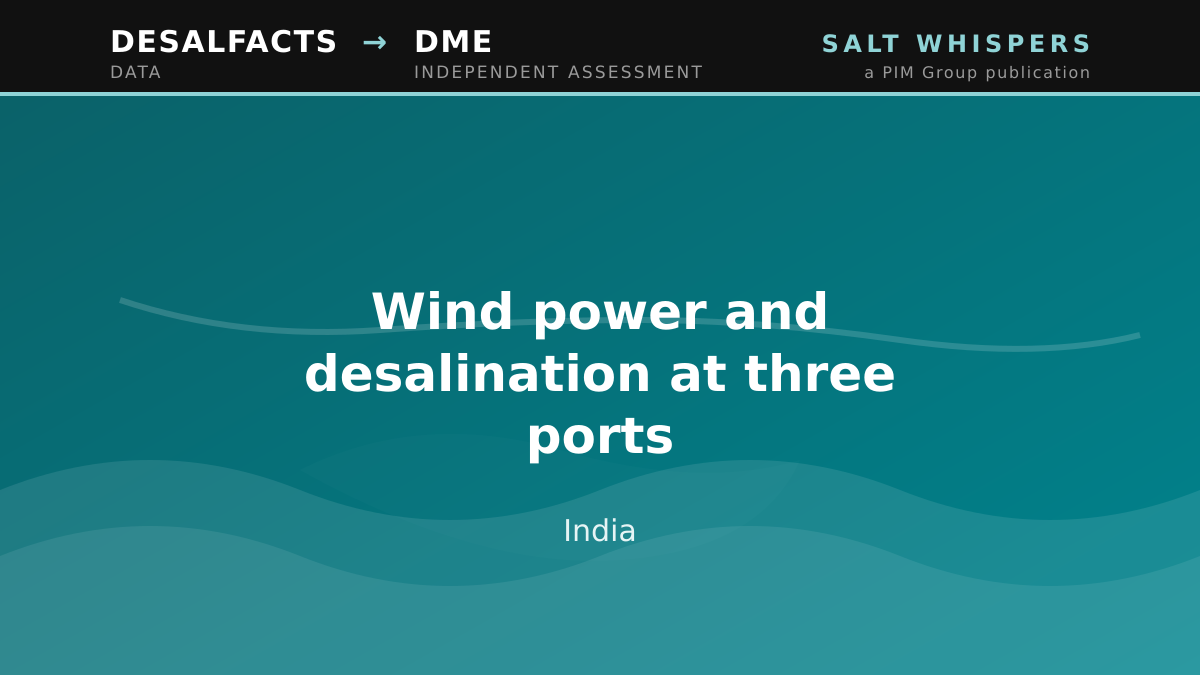 Wind power and desalination at three ports, India
