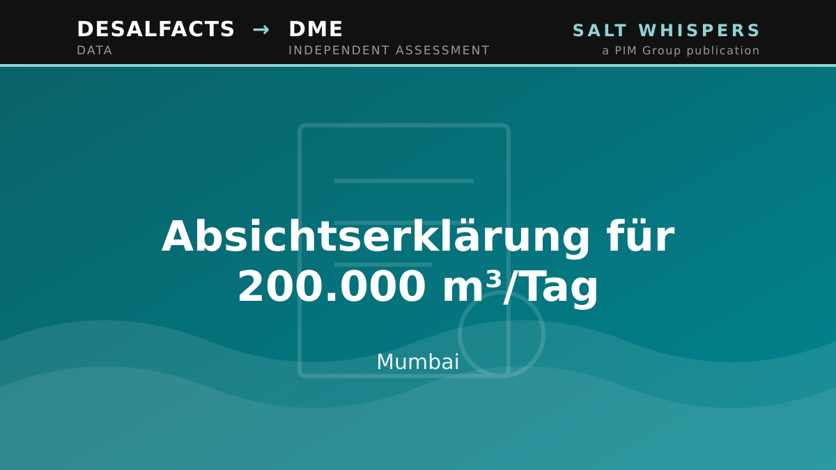 Absichtserklärung für 200.000 m³/Tag, Mumbai