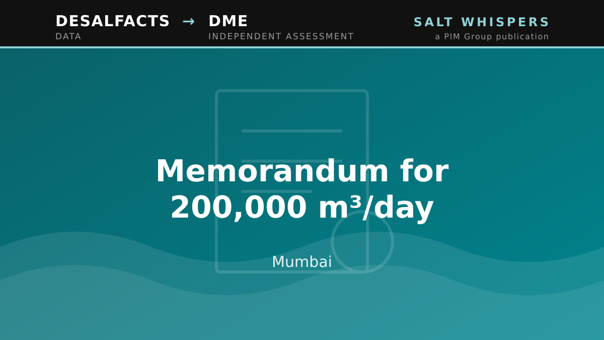 Memorandum for 200,000 m³/day, Mumbai