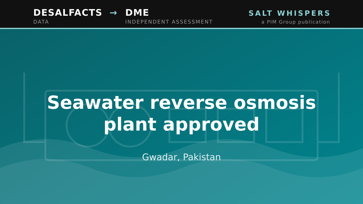 Seawater reverse osmosis plant approved, Gwadar, Pakistan