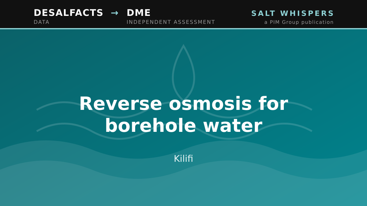 Reverse osmosis for borehole water, Kilifi