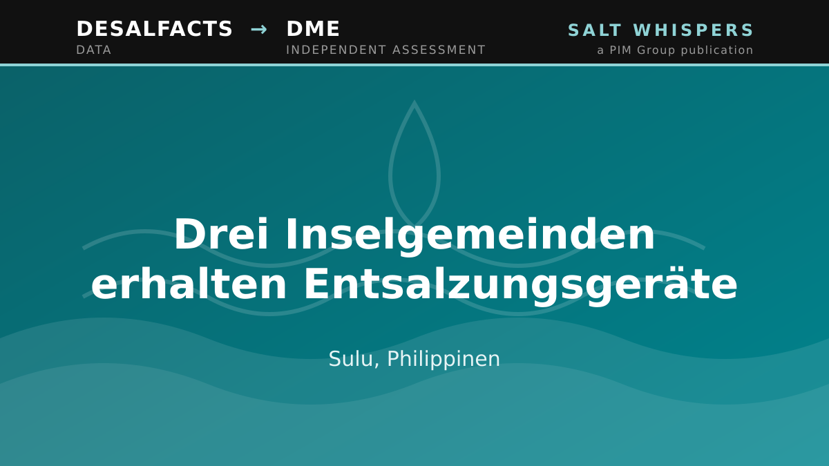 Drei Inselgemeinden erhalten Entsalzungsgeräte, Sulu, Philippinen