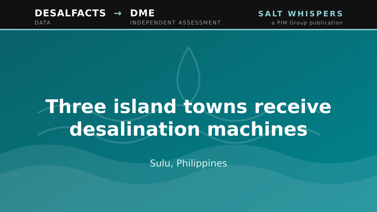 Three island towns receive desalination machines, Sulu, Philippines
