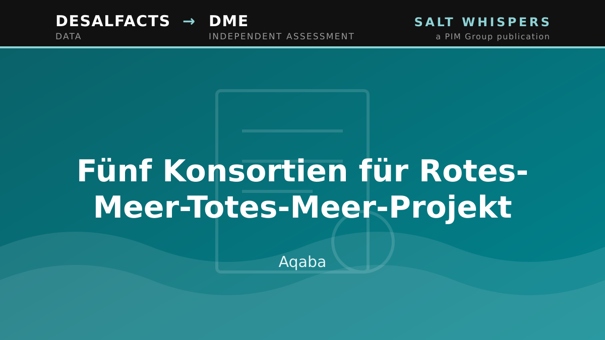 Fünf Konsortien für Rotes-Meer-Totes-Meer-Projekt, Aqaba