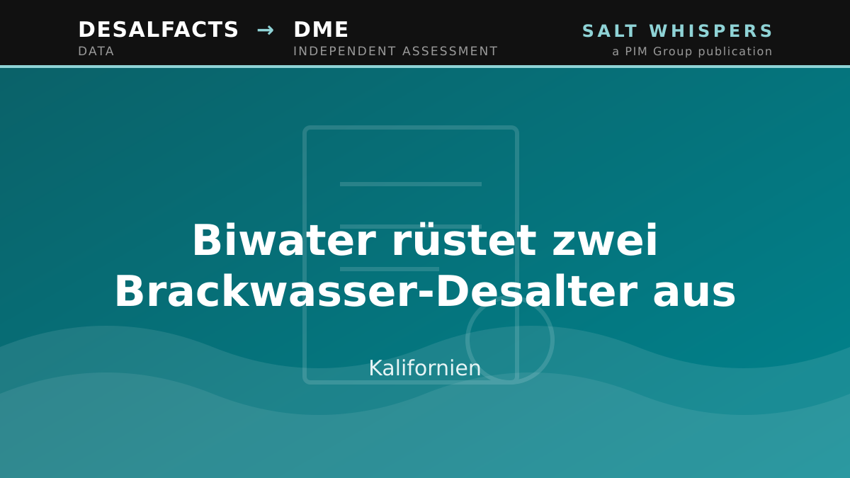 Biwater rüstet zwei Brackwasser-Desalter aus, Kalifornien