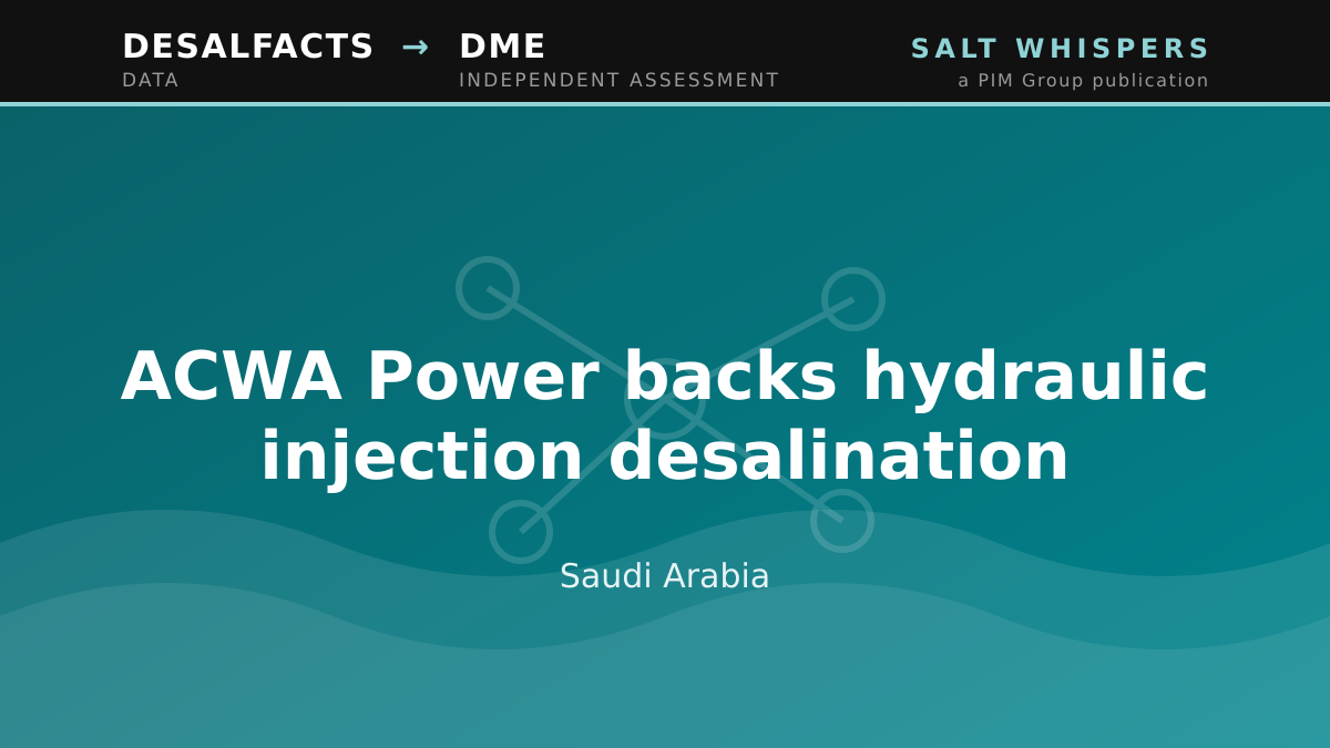 ACWA Power backs hydraulic injection desalination, Saudi Arabia