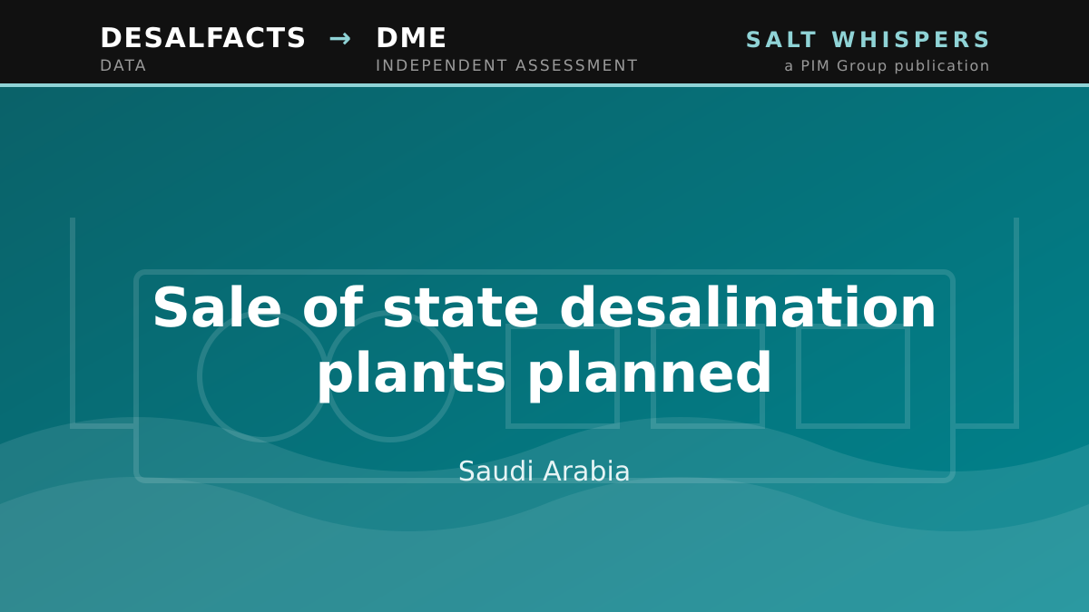 Sale of state desalination plants planned, Saudi Arabia