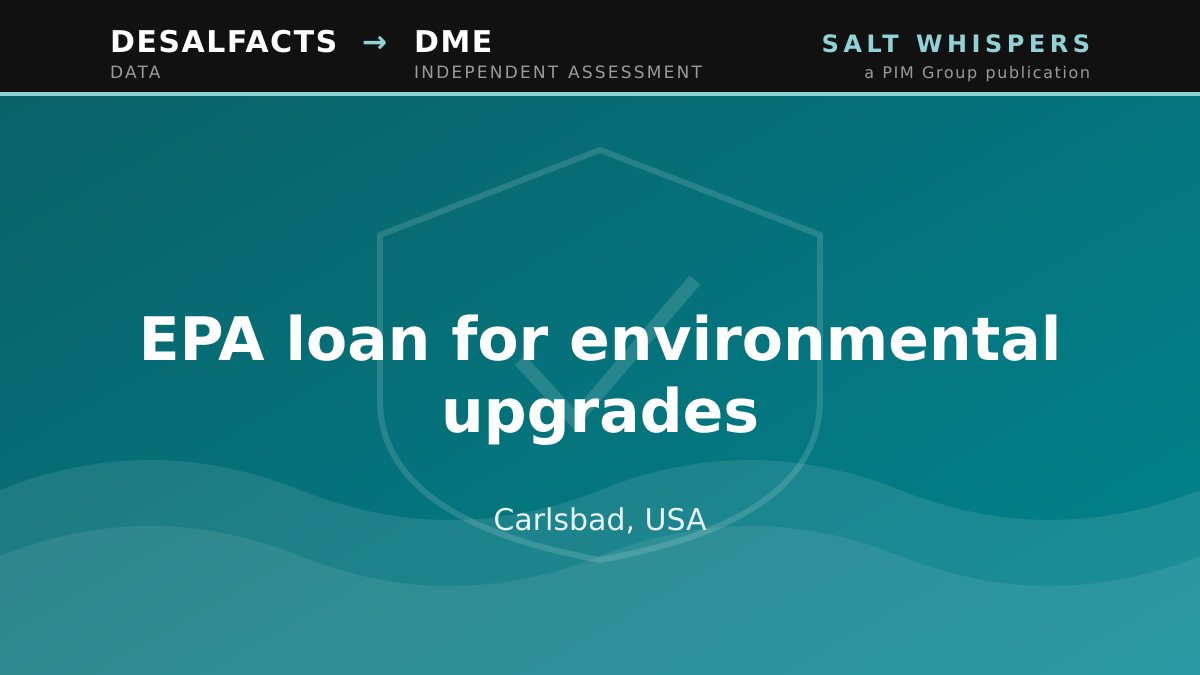 EPA loan for environmental upgrades, Carlsbad, USA