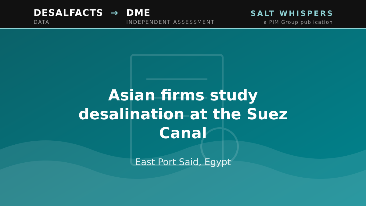 Asian firms study desalination at the Suez Canal, East Port Said, Egypt