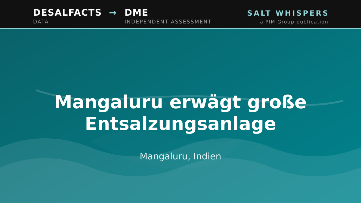 Mangaluru erwägt große Entsalzungsanlage, Mangaluru, Indien