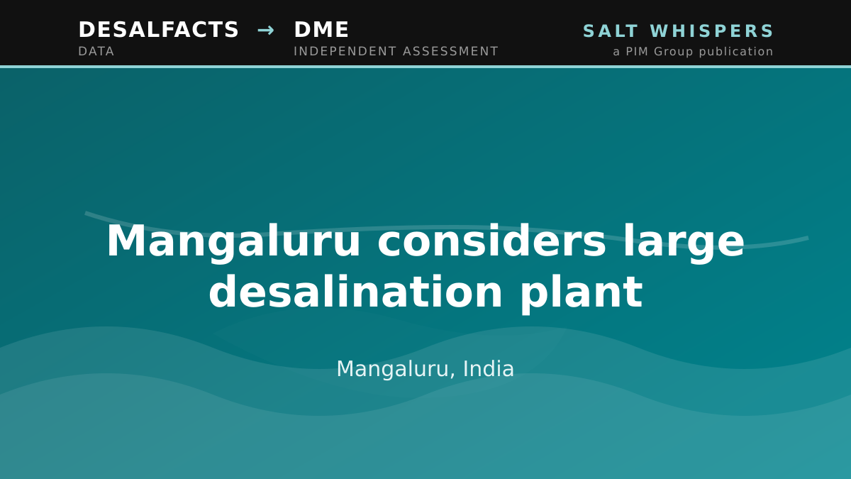 Mangaluru considers large desalination plant, Mangaluru, India