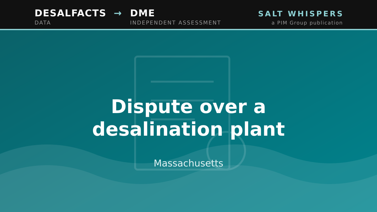 Dispute over a desalination plant, Massachusetts