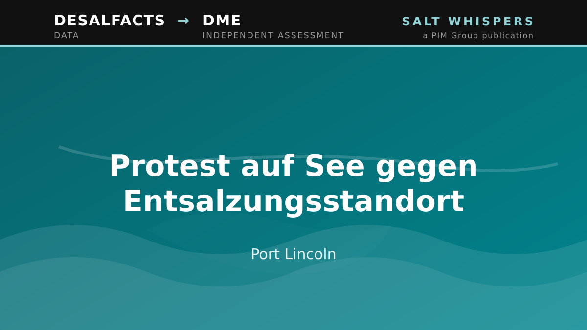 Protest auf See gegen Entsalzungsstandort, Port Lincoln