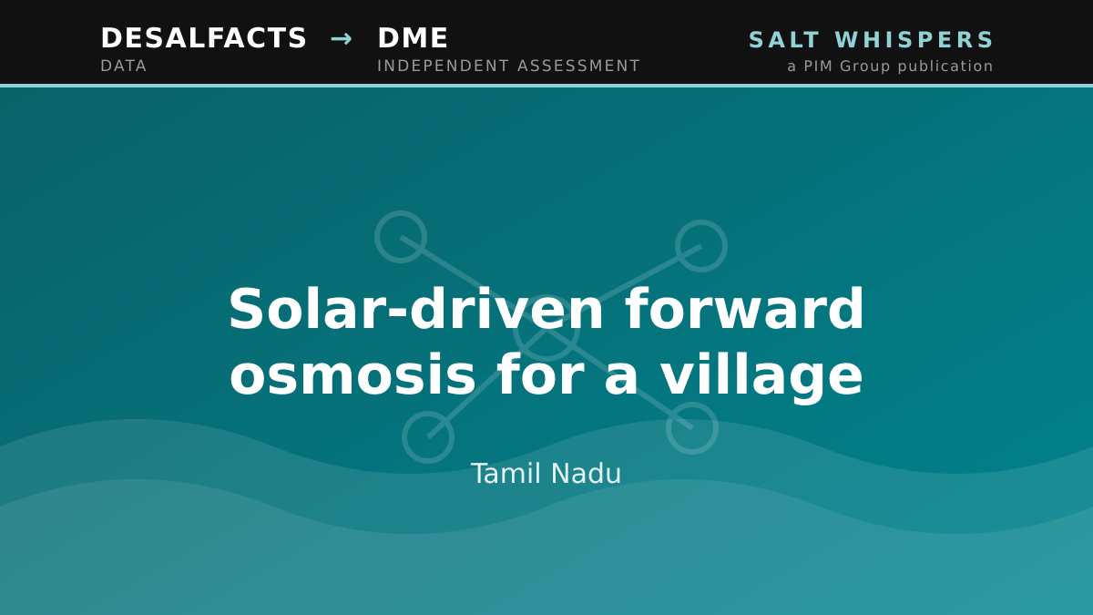 Solar-driven forward osmosis for a village, Tamil Nadu