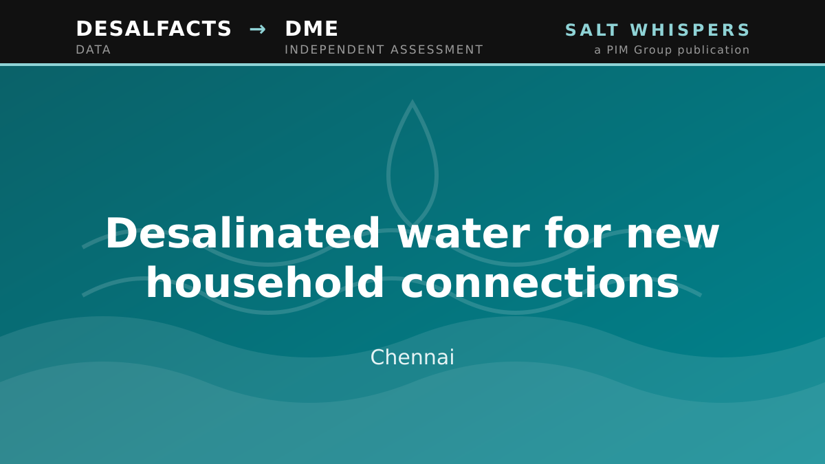 Desalinated water for new household connections, Chennai