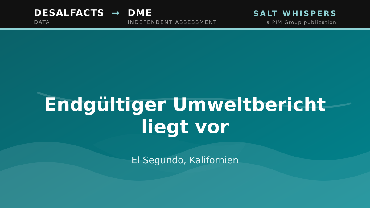 Endgültiger Umweltbericht liegt vor, El Segundo, Kalifornien