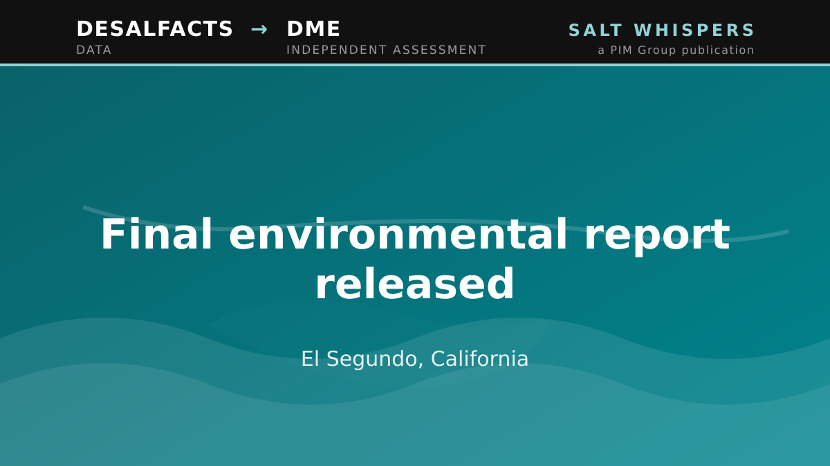 Final environmental report released, El Segundo, California