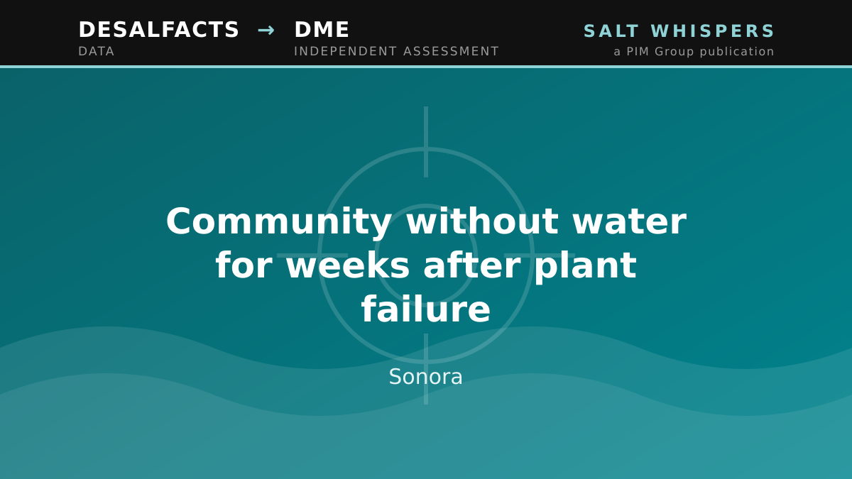 Community without water for weeks after plant failure, Sonora