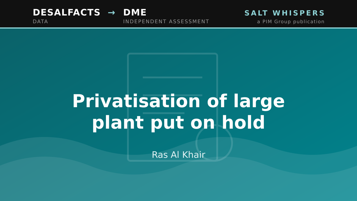 Privatisation of large plant put on hold, Ras Al Khair