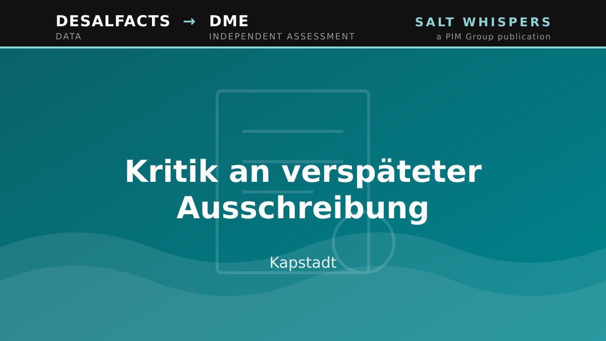 Kritik an verspäteter Ausschreibung, Kapstadt