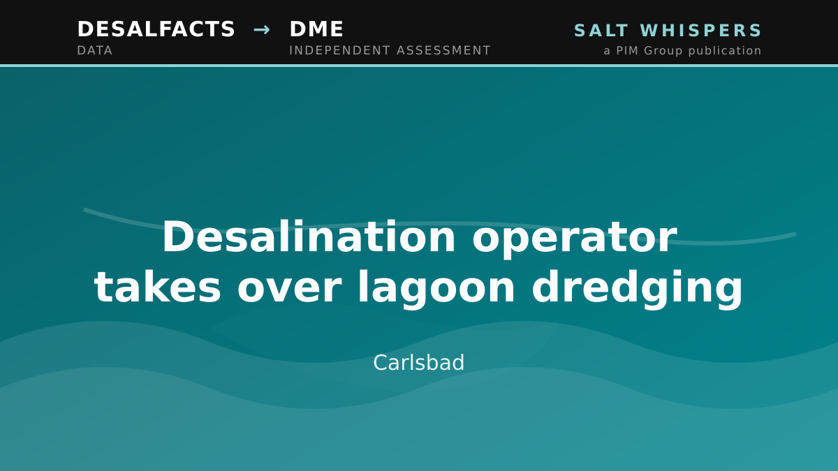 Desalination operator takes over lagoon dredging, Carlsbad