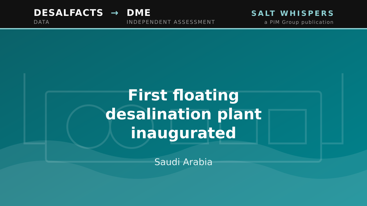 First floating desalination plant inaugurated, Saudi Arabia