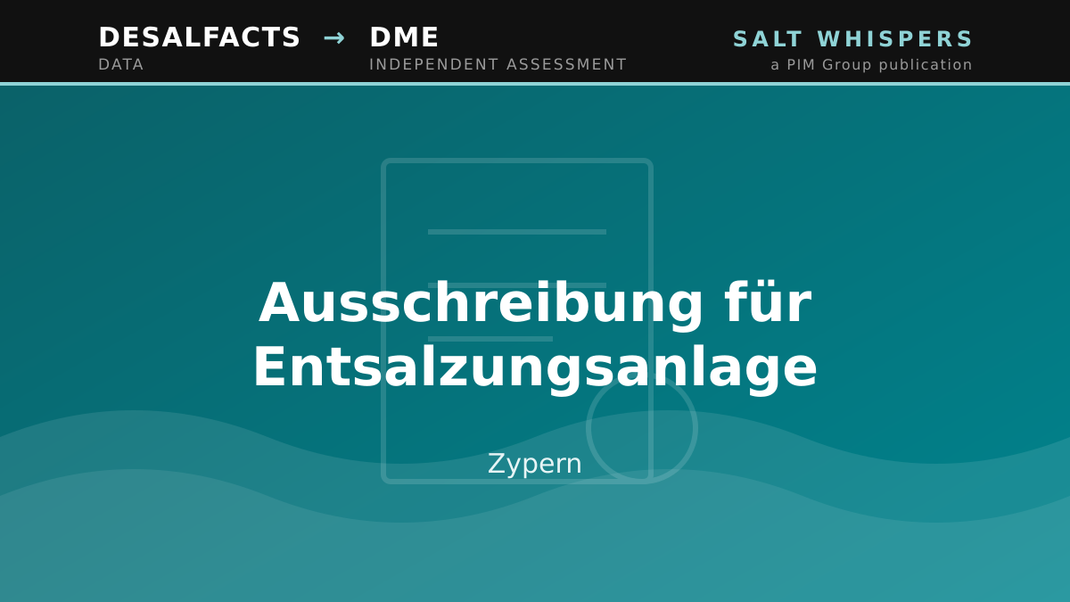 Ausschreibung für Entsalzungsanlage, Zypern