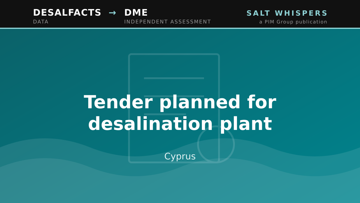Tender planned for desalination plant, Cyprus