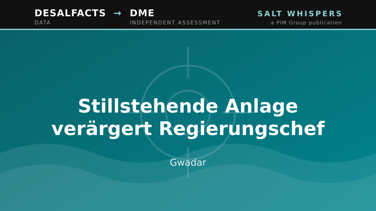 Stillstehende Anlage verärgert Regierungschef, Gwadar