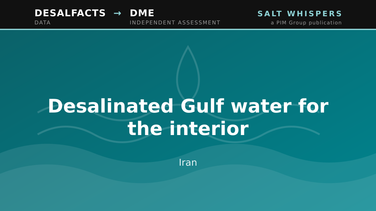 Desalinated Gulf water for the interior, Iran