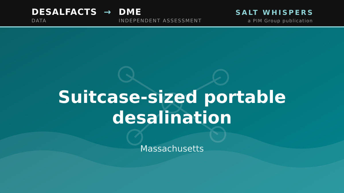 Suitcase-sized portable desalination, Massachusetts