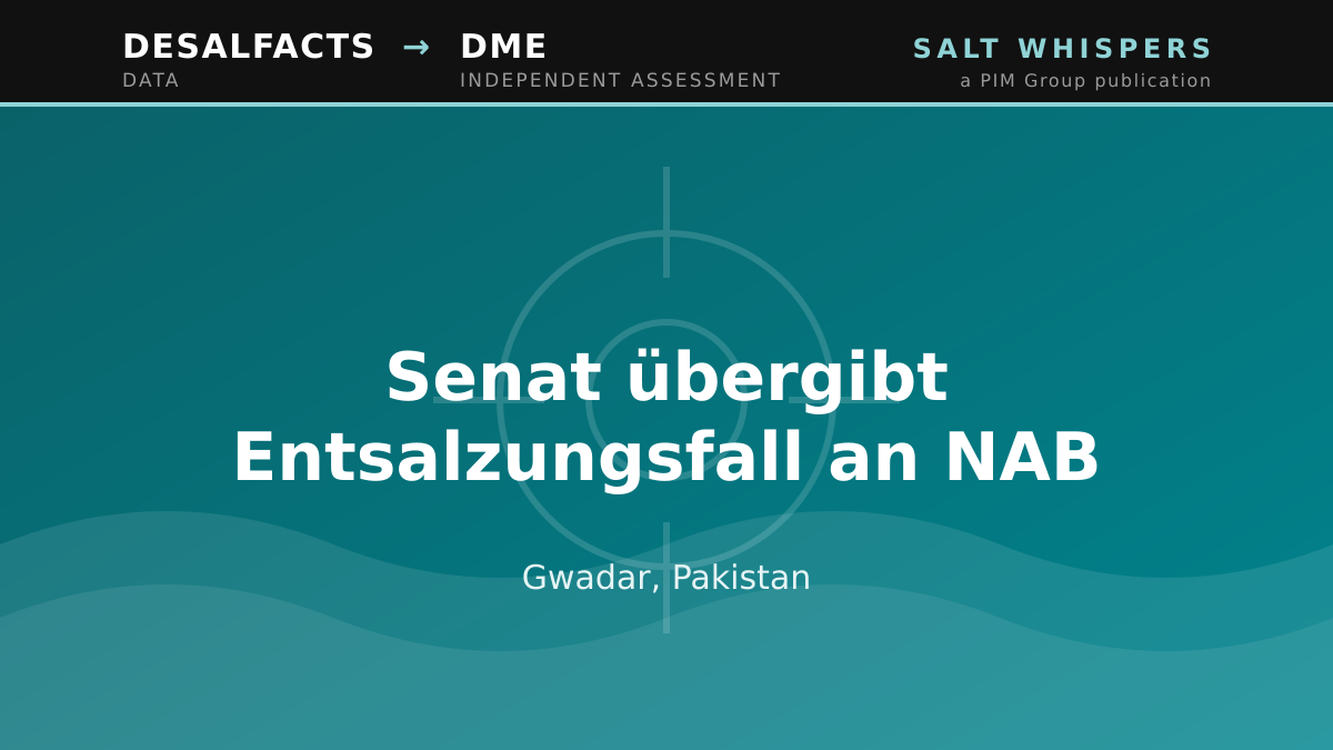 Senat übergibt Entsalzungsfall an NAB, Gwadar, Pakistan