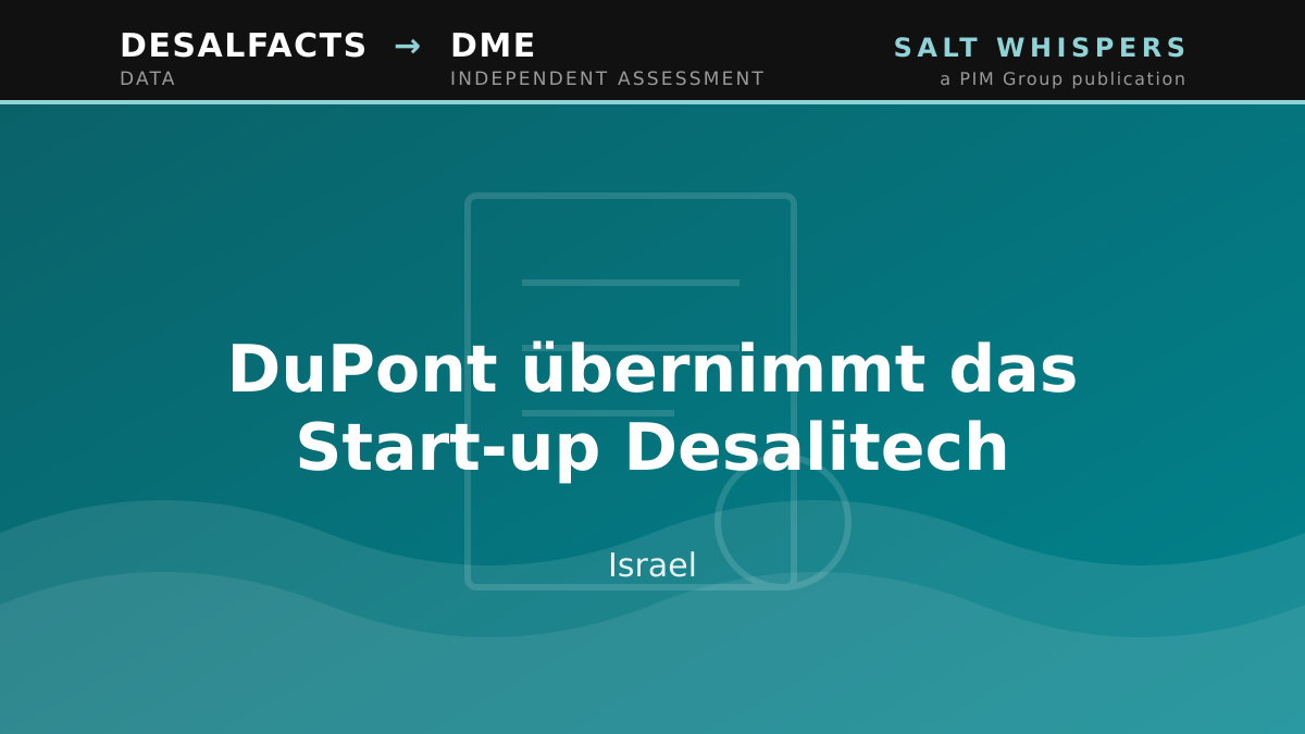 DuPont übernimmt das Start-up Desalitech, Israel