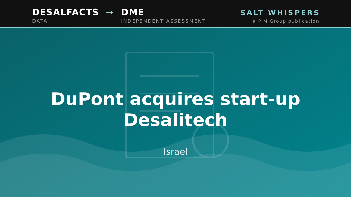 DuPont acquires start-up Desalitech, Israel