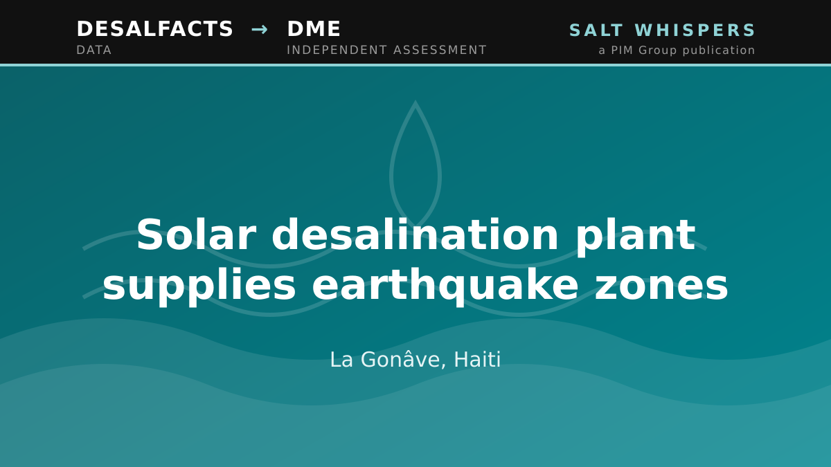Solar desalination plant supplies earthquake zones, La Gonâve, Haiti