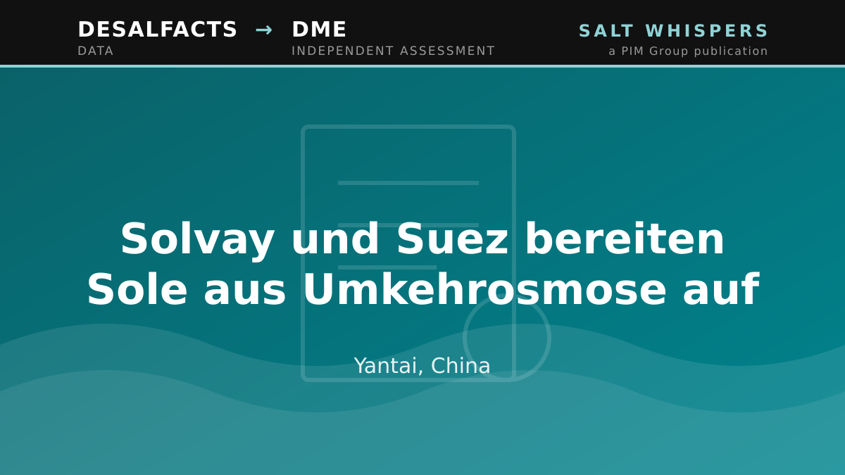 Solvay und Suez bereiten Sole aus Umkehrosmose auf, Yantai, China