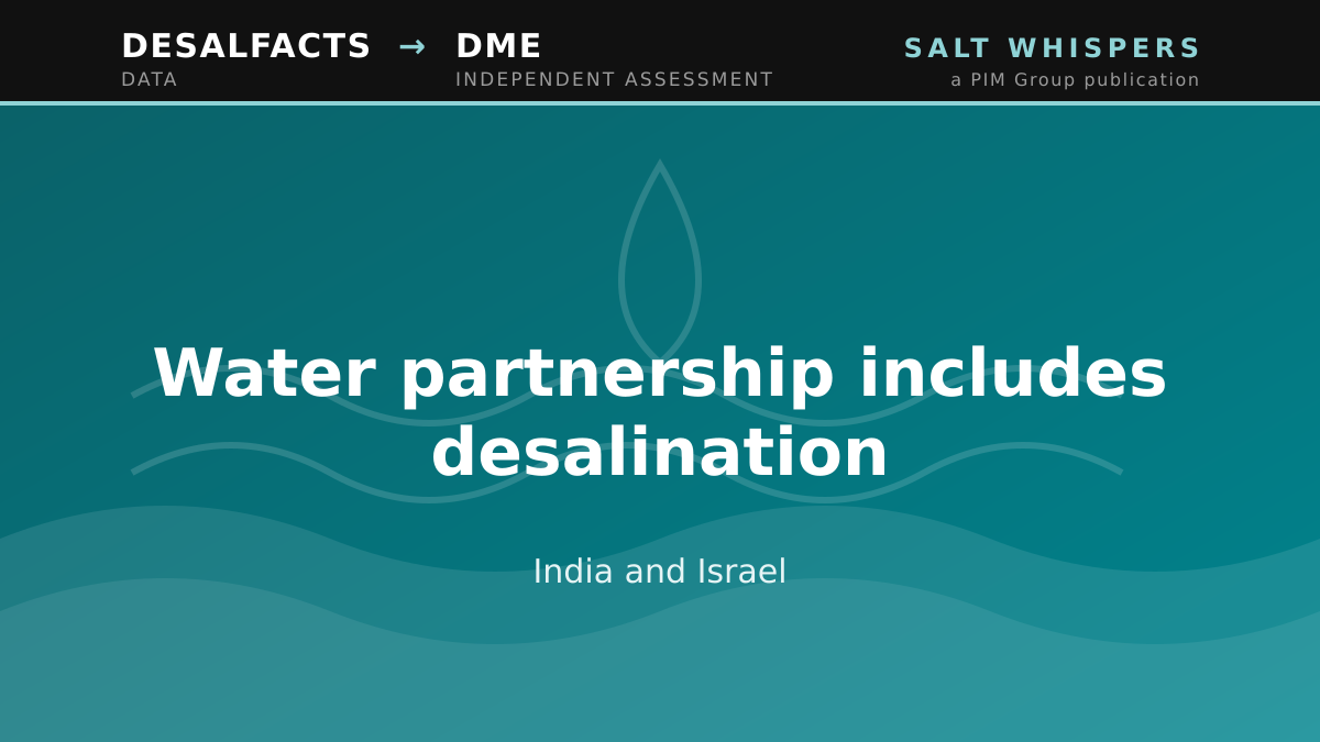 Water partnership includes desalination, India and Israel