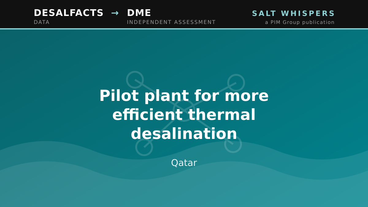 Pilot plant for more efficient thermal desalination, Qatar