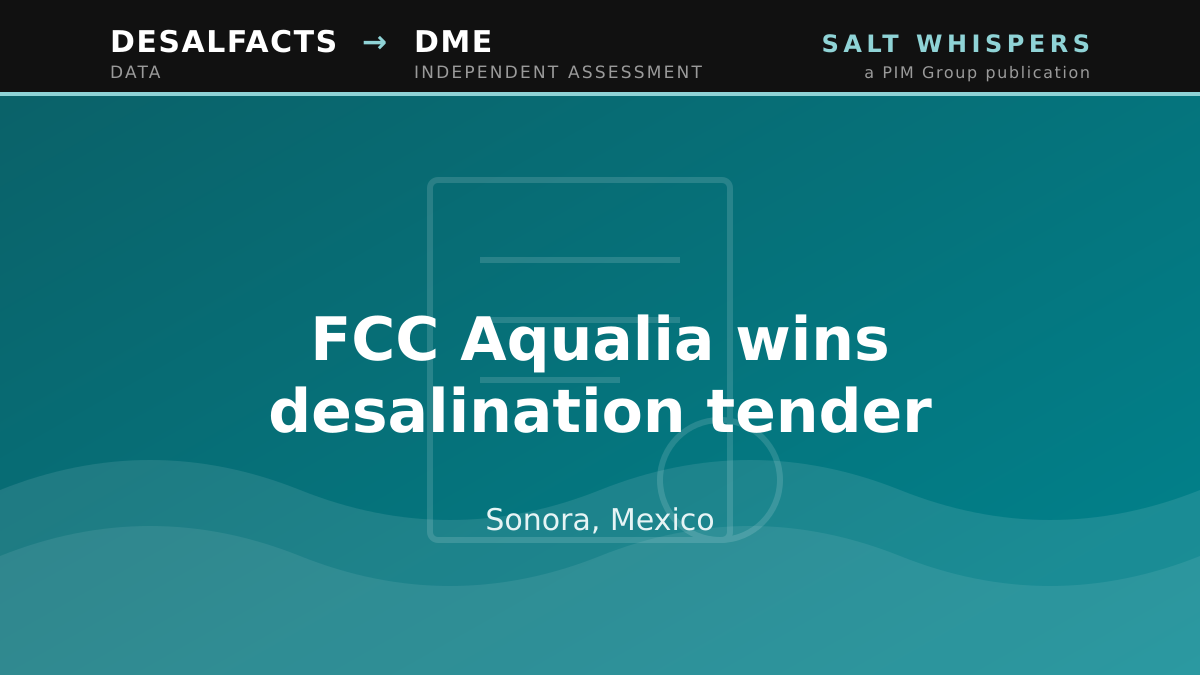 FCC Aqualia wins desalination tender, Sonora, Mexico