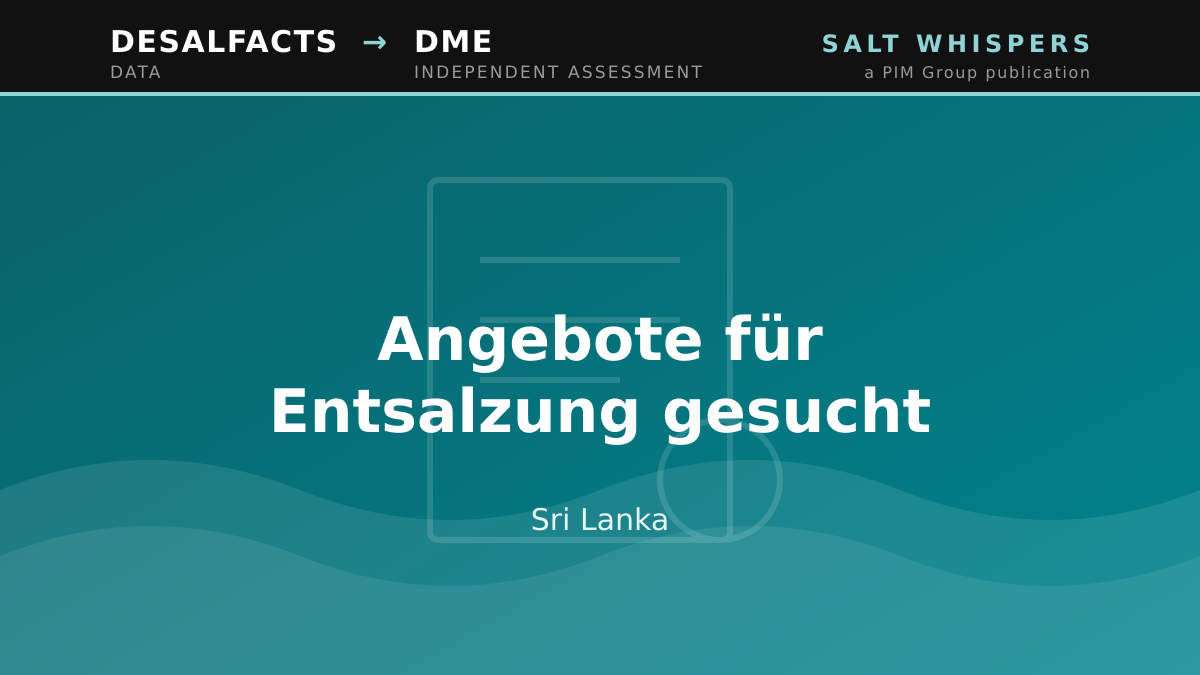 Angebote für Entsalzung gesucht, Sri Lanka