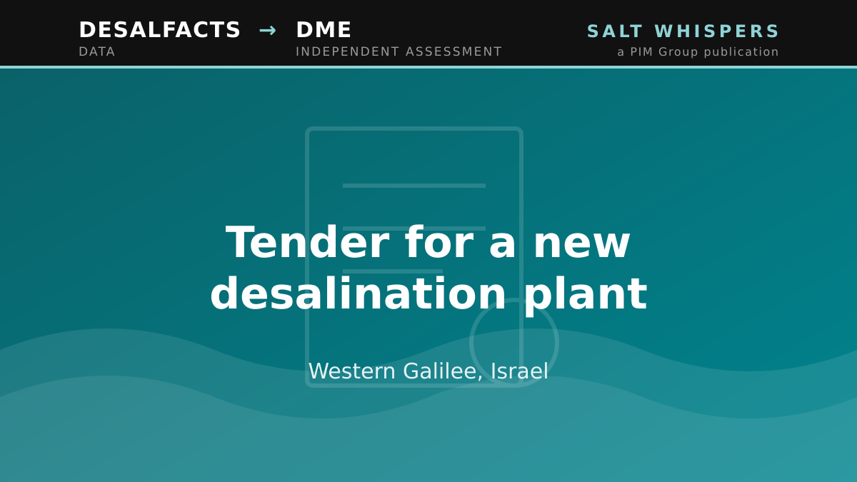 Tender for a new desalination plant, Western Galilee, Israel