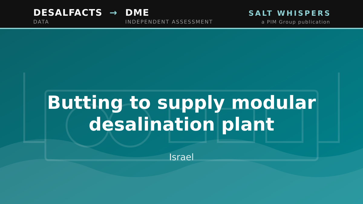 Butting to supply modular desalination plant, Israel