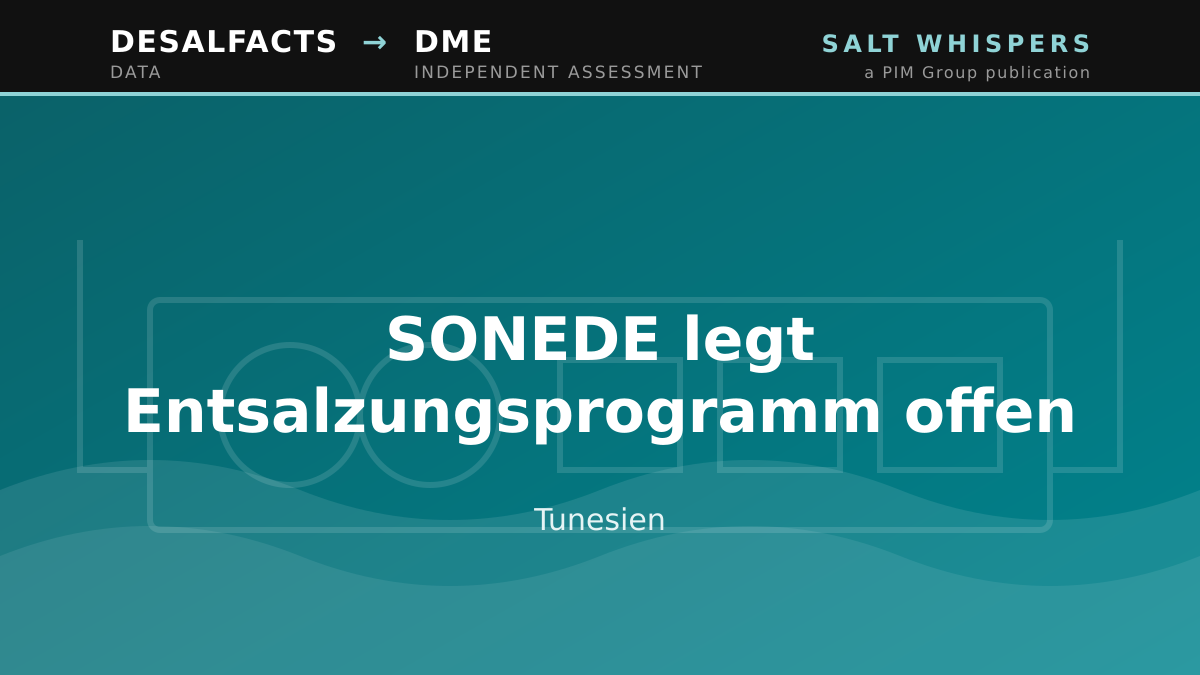 SONEDE legt Entsalzungsprogramm offen, Tunesien