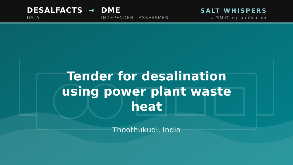 Tender for desalination using power plant waste heat, Thoothukudi, India