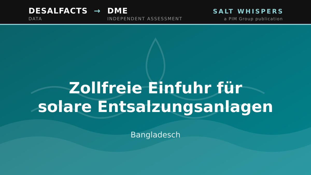 Zollfreie Einfuhr für solare Entsalzungsanlagen, Bangladesch