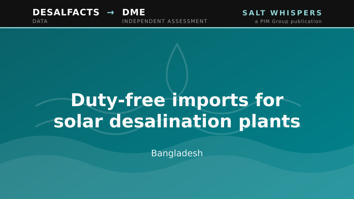 Duty-free imports for solar desalination plants, Bangladesh