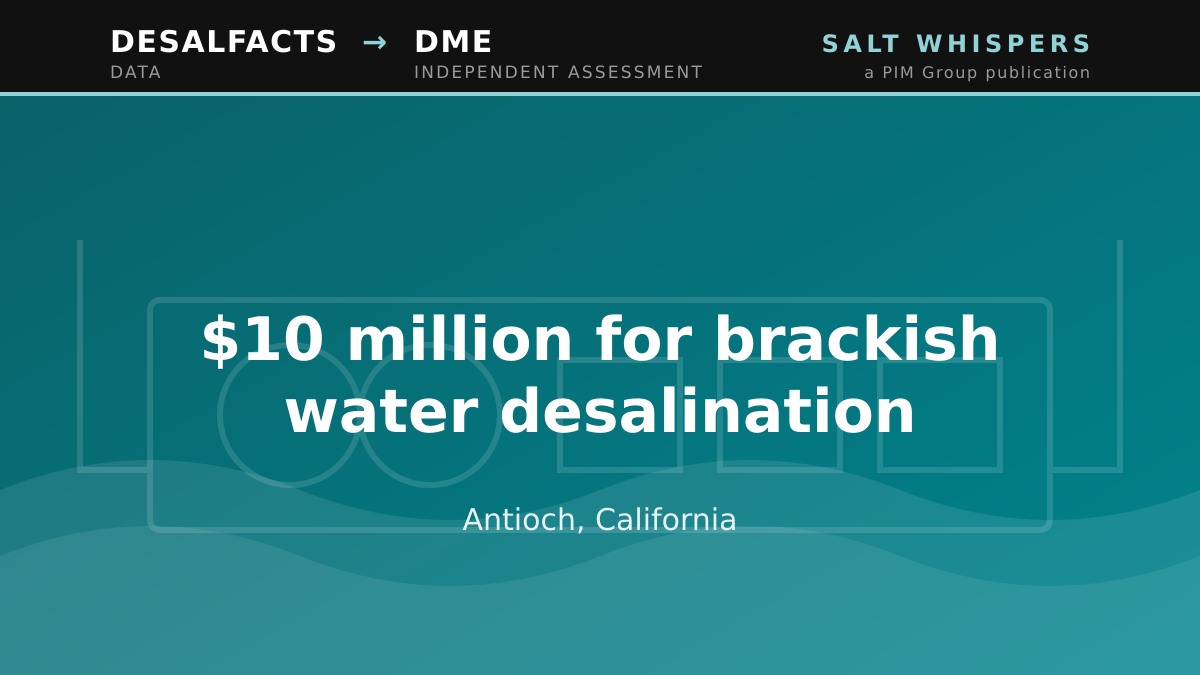 $10 million for brackish water desalination, Antioch, California