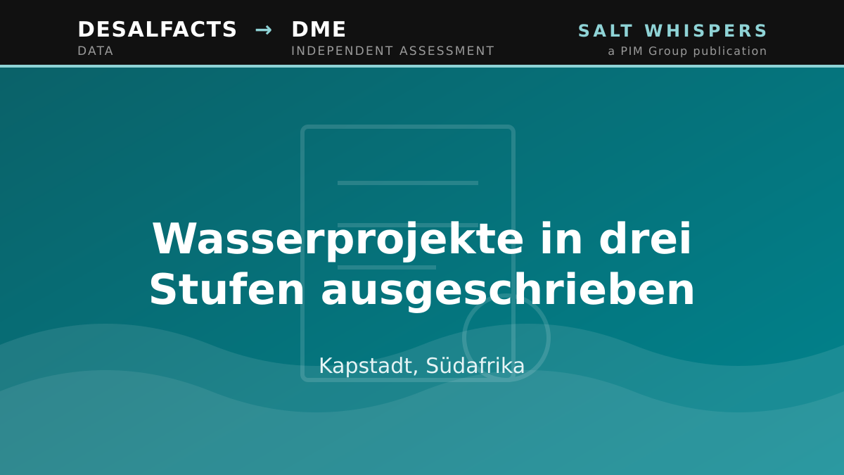 Wasserprojekte in drei Stufen ausgeschrieben, Kapstadt, Südafrika