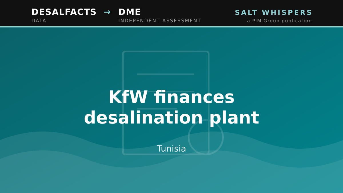 KfW finances desalination plant, Tunisia