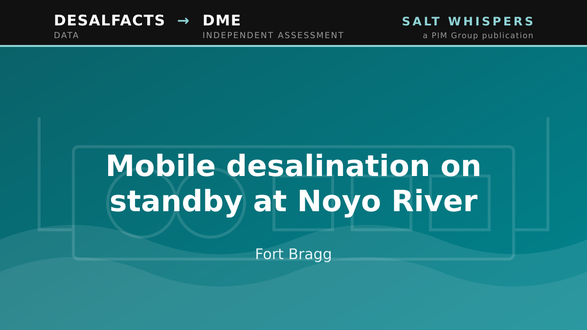 Mobile desalination on standby at Noyo River, Fort Bragg